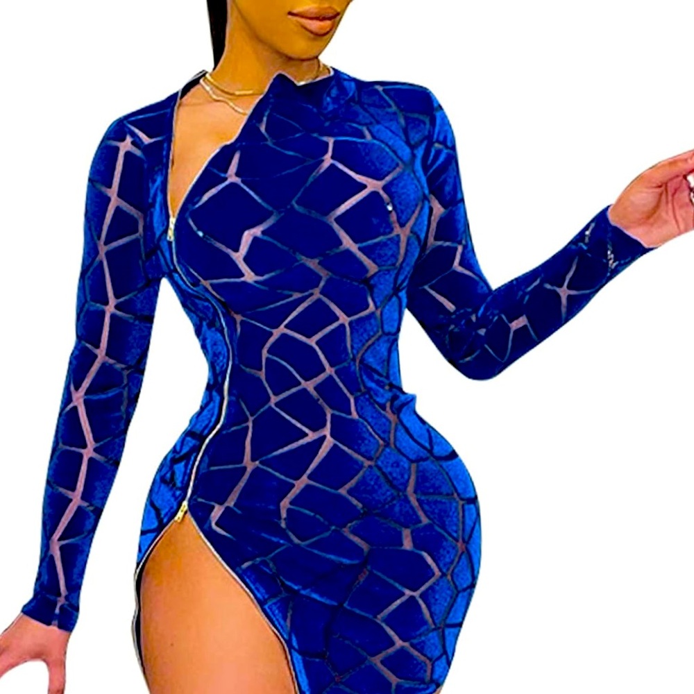 Sexy mini dress with side zipper